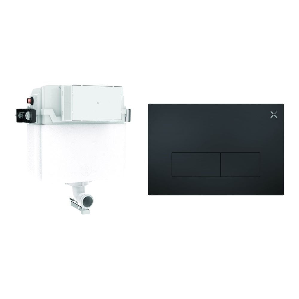 Crosswater Concealed Cistern MPRO Steel Plate in Matt Black Crosswater Dual Flush Concealed Cistern Set with Flush Plate - 414 x 143 x 387mm