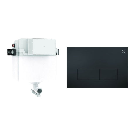 Crosswater Concealed Cistern MPRO Steel Plate in Matt Black Crosswater Dual Flush Concealed Cistern Set with Flush Plate - 414 x 143 x 387mm