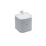 Burlington Wall Mounted Vanity Unit Classic Grey / Natural Stone Roll Top Basin - 0 Tap Hole / Brushed Nickel Burlington Chalfont 550mm Wall Mounted Single Drawer Vanity Unit with Basin