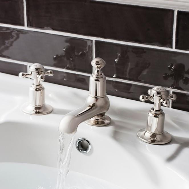 Crosswater 3 Hole Basin Sets Chrome Crosswater Belgravia 3 Hole - Deck Mounted - Basin Mixer Tap with Crosshead Handle