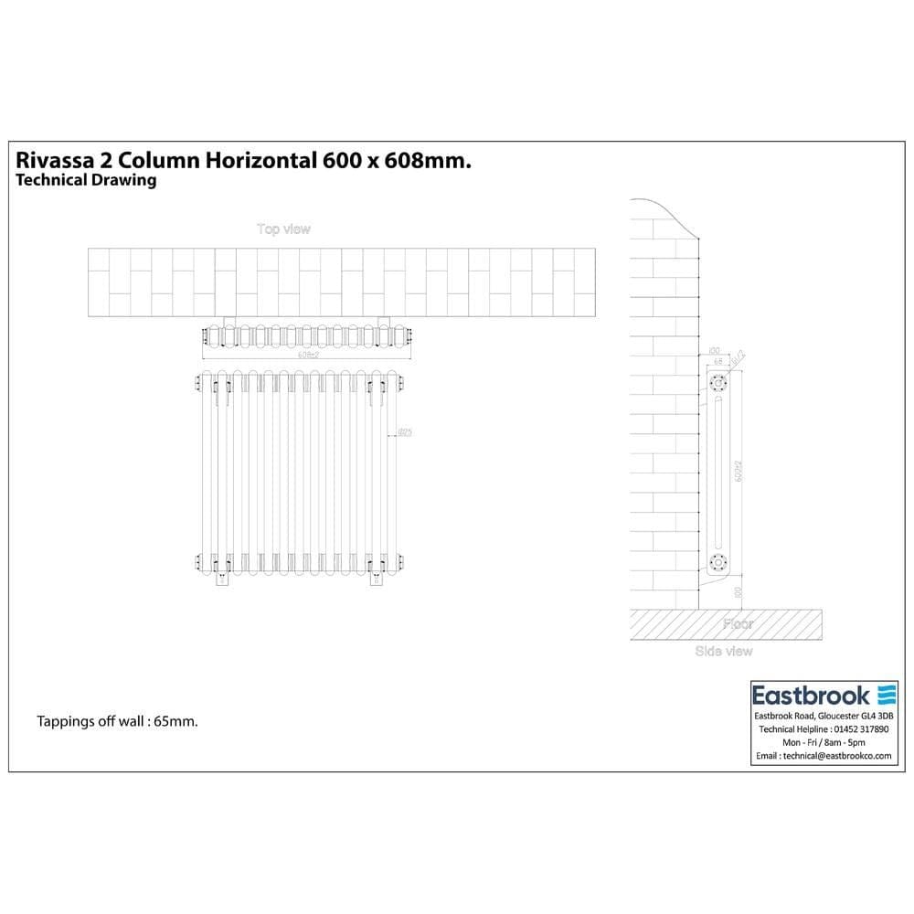 Eastbrook Column Radiator Eastbrook Rivassa Traditional 2 Column Radiator in Bronze Effect