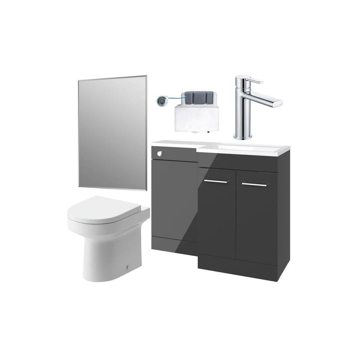 Aquarius Vanity Unit Suite Anthracite Gloss / Right Hand Aquarius Urbano Premium 1000mm Vanity Unit  Suite (with Back to Wall Toilet)