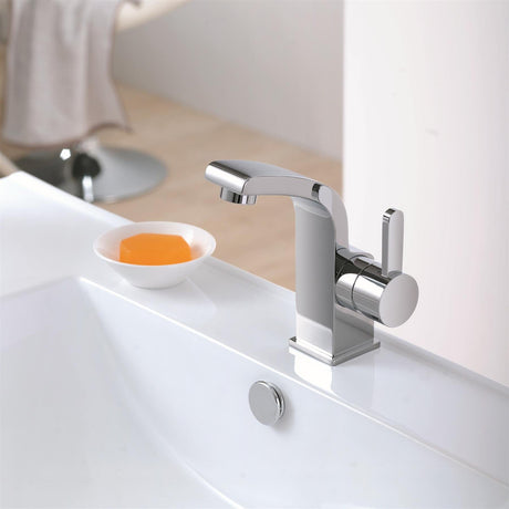 Flova Mono Basin Tap Flova Essence Basin Mixer Tap with Clicker Waste in Diamond Chrome