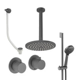 UK Bathroom Store Concealed Shower Set Slate / Ceiling Arm / 200mm Crosswater Module Shower Set 7 - 3 Outlet with Riser Rail Kit, Overhead Shower and Overflow Bath Filler