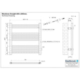 Eastbrook Ladder Rail Eastbrook Wendover Straight Heated Towel Rail in Chrome