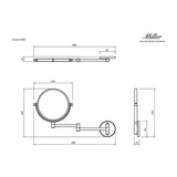 Miller Cosmetic and Shaving Mirror Miller Signature Wall Mounted Round Extendable Magnifying Mirror