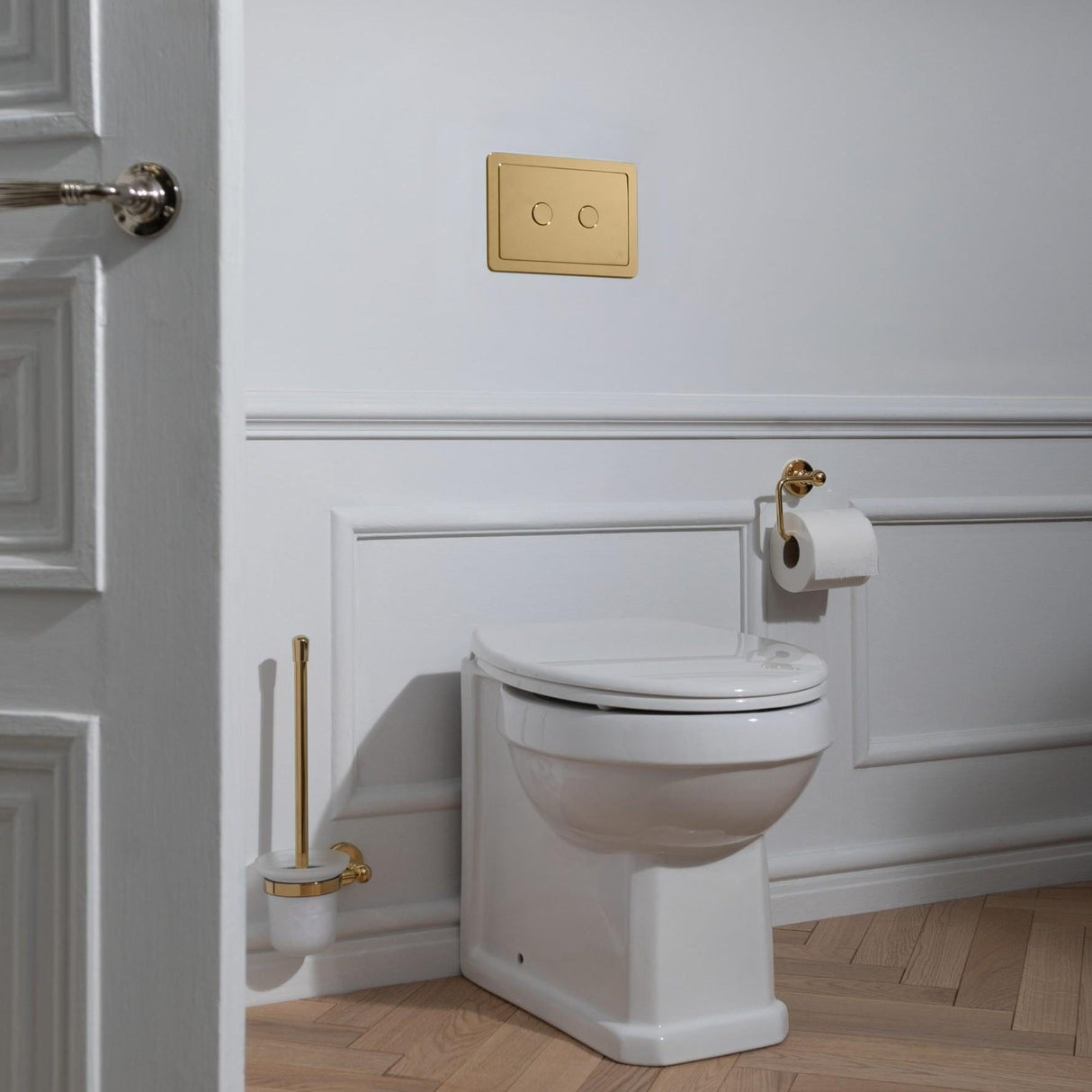 JTP Flush Plate Brushed Brass JTP Grosvenor Metal Pneumatic Flush Plate