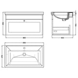 Aquarius Bathrooms Wall Mounted Vanity Unit Aquarius Leighton 800mm Wall Mounted  One Drawer Vanity Unit with Basin