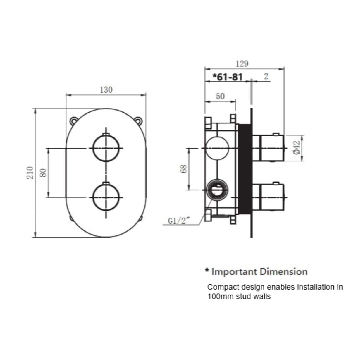 Roca Concealed Shower Set Roca Splash-T Thermostatic Concealed Shower Valve with Shower Handset and Slide Rail Set