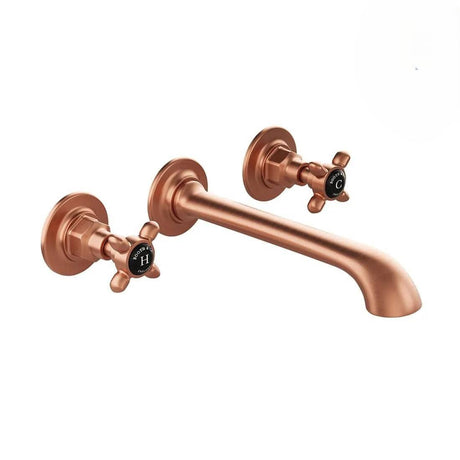 Vado Wall Mounted Basin Tap Brushed Bronze/Black Booth & Co. Axbridge Wall Mounted Basin Mixer Tap with Crosshead Handles