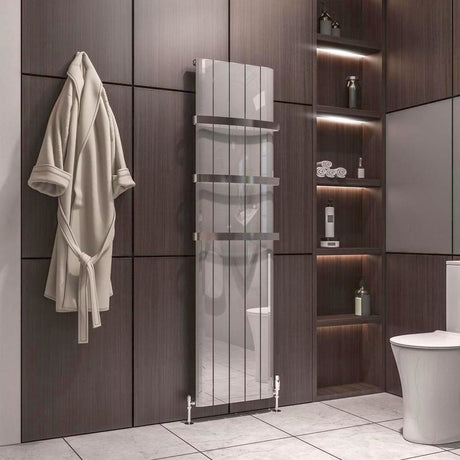 Eastbrook Panel Radiator 1800 x 470 / Electric Only Eastbrook Peretti Straight Vertical Aluminium Radiator in Polished Aluminium