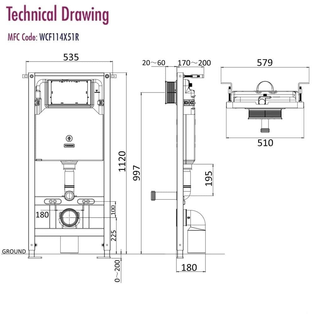 Crosswater Wall Hung WC Frame Crosswater 1.12m Dual Flush WC Support Frame Set with Flush Plate
