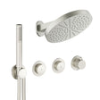 UK Bathroom Store Concealed Shower Set Brushed Nickel Crosswater Module Plus Push Shower Set 2 - 2 Outlet with Revive Steel Overhead and Pencil Handset
