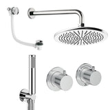UK Bathroom Store Concealed Shower Set Chrome / Wall Arm / 300mm Crosswater Module Shower Set 6 - 3 Outlet with Overhead Shower, Handset and Overflow Bath Filler