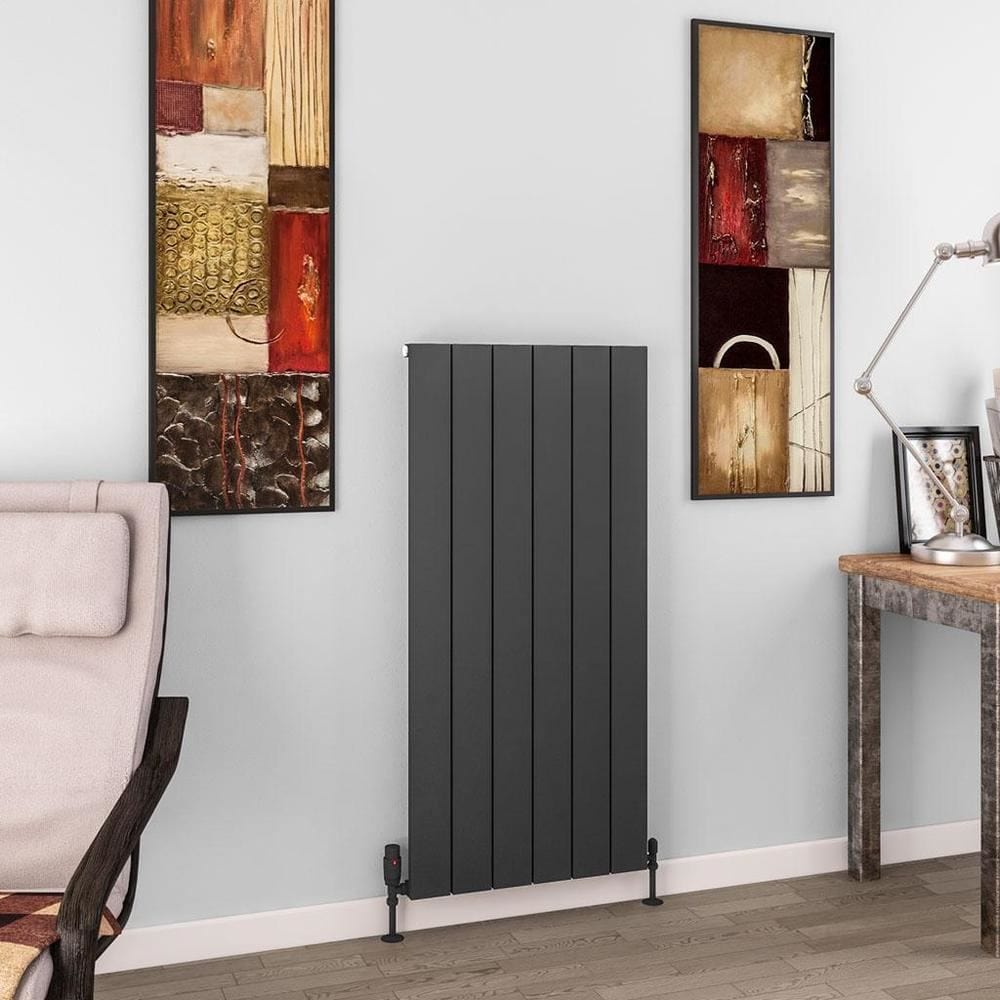 Eastbrook Panel Radiator 1200 x 565 / Central Heating Eastbrook Charlton Vertical Aluminium Designer Radiator in Matt Anthracite
