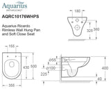 Aquarius Wall Hung Toilet Aquarius Ricardo Rimless Wall Hung Toilet with Soft Close Seat