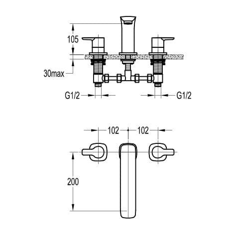 Flova 3 Tap Hole Bath Set Flova Urban 3 Hole Bath Mixer Tap in Diamond Chrome