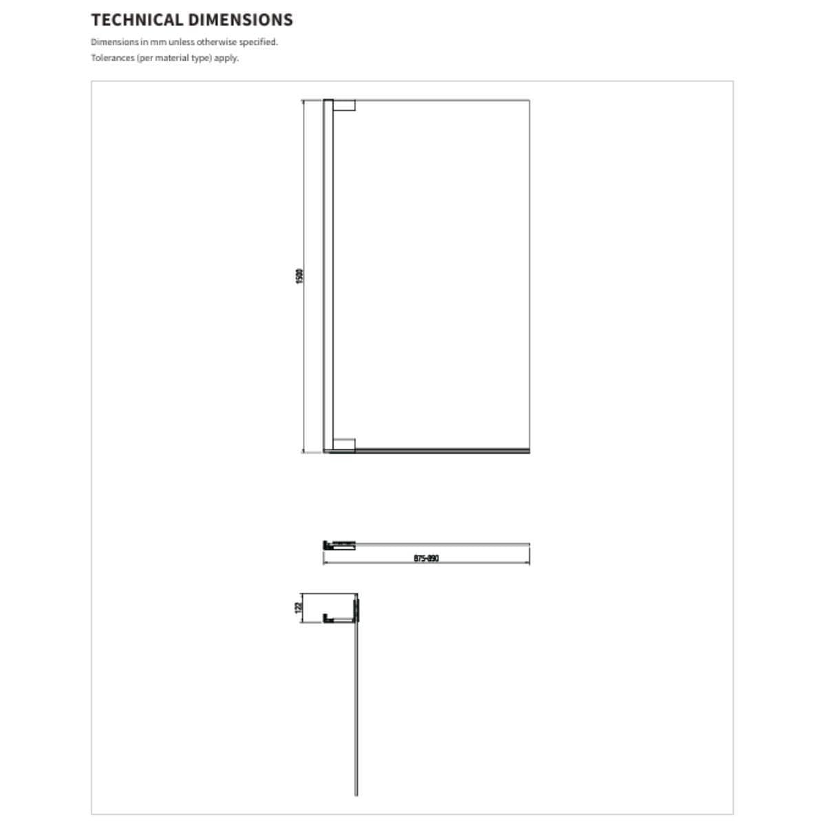 Crosswater Bath Screen Crosswater Asura 8mm Hinged Bath Screen