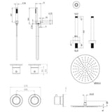 UK Bathroom Store Concealed Shower Set Crosswater Module Shower Set 1 with Fixed Head and Pencil Handset