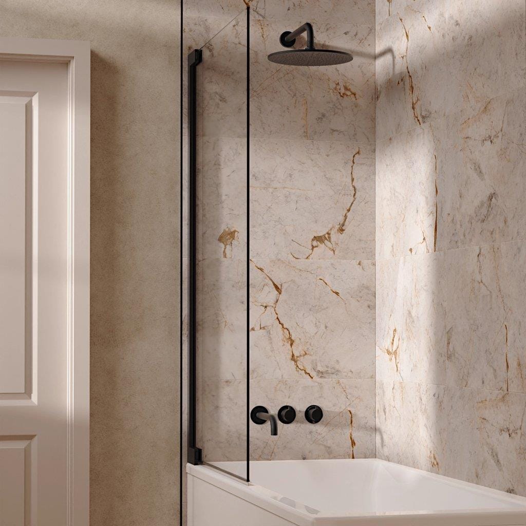 UK Bathroom Store Concealed Shower Set Matt Black / Wall Arm / 300mm Crosswater Module Shower Set 3 with Fixed Overhead Shower and Bath Spout
