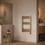 Aquarius Bathrooms Ladder Rail Brushed Brass Aquarius Ingle Vertical Electric Heated Towel Rail