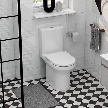 Imex Close Coupled Toilet Imex Alma Comfort Height Open Back Close Coupled Rimless Toilet with Soft Close Seat