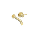 Saneux Wall Mounted Basin Tap Saneux Cos Wall Mounted 2 Hole Basin Mixer Tap in Brushed Brass