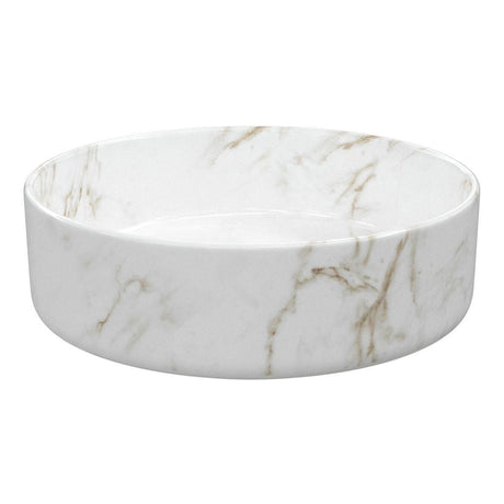 Aquarius Bathrooms Countertop Basin Aquarius V-Series 2 Round 355mm Ceramic Marble Effect Countertop Basin with Waste