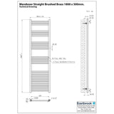 Eastbrook Wendover Straight Heated Towel Rail in Brushed Brass
