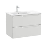 Roca Wall Mounted Vanity Unit Pebble Grey / Left Hand Roca Aleyda 800mm Wall Mounted Two Drawer Vanity Unit with Basin