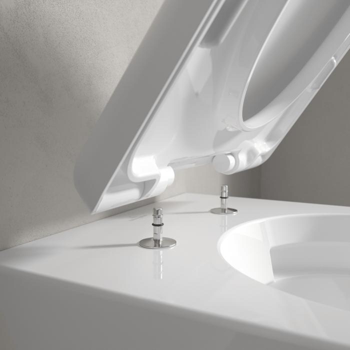 Villeroy & Boch Wall Hung Toilet Villeroy & Boch Skyla Square Wall Hung Rimless Toilet with Twist Flush and Soft Close Seat