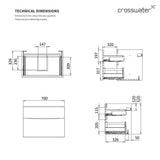 Crosswater Wall Mounted Vanity Unit Crosswater Glide II Wall Mounted Two Drawer Vanity Unit with Basin
