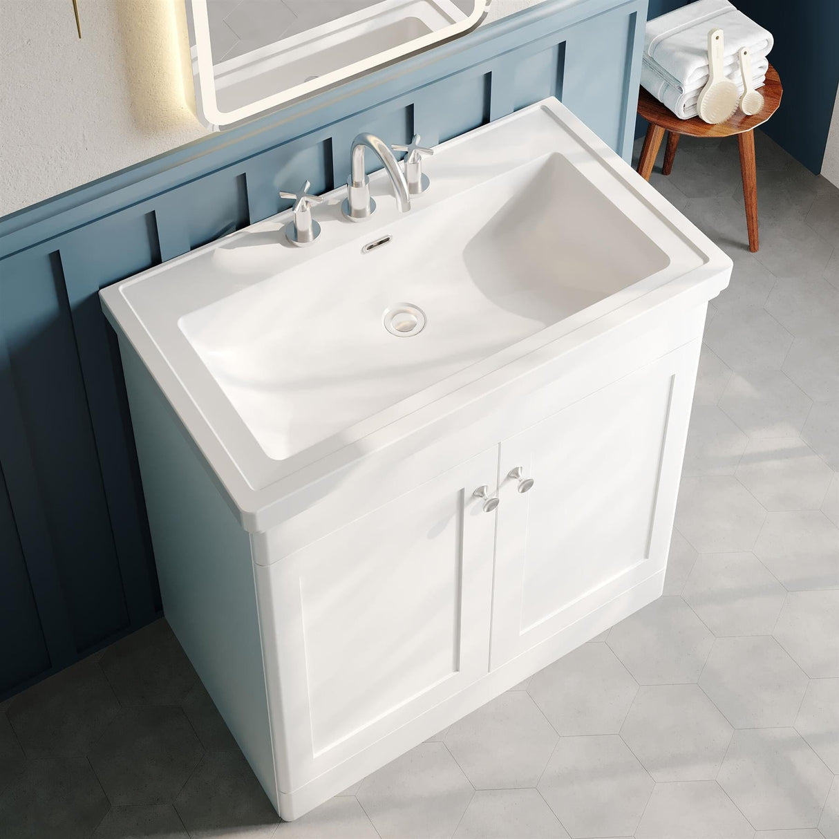 Aquarius Bathrooms Floor Standing Vanity Unit Aquarius Leighton 800mm Floor Standing Two Door Vanity Unit with Basin