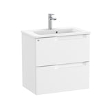 Roca Wall Mounted Vanity Unit Matt White Roca Aleyda Compact 600mm Wall Mounted Two Drawer Vanity Unit with Basin