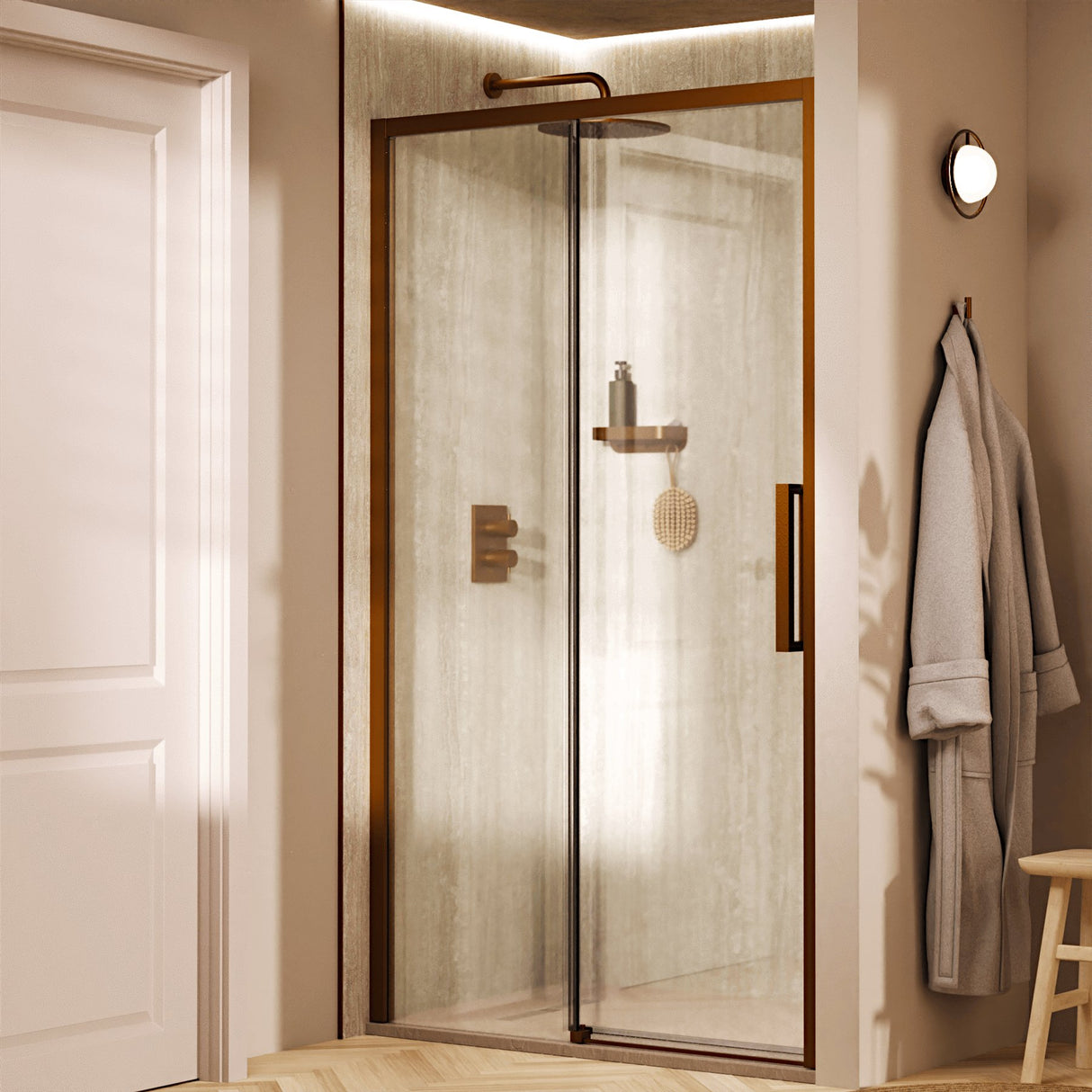 Crosswater Sliding Shower Door Brushed Bronze / 2000 x 1200 Crosswater Asura 8mm Sliding Shower Door