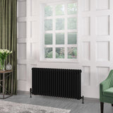 Eastbrook 600 x 1148 / Central Heating Eastbrook Rivassa Traditional 3 Column Radiator in Matt Black