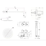 Imex Concealed Shower Set Imex Ravine 2 Handle, 2 Outlet Shower Set with 200mm Rainfall Shower Head, Pencil Handset and Hose