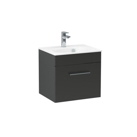 Imex Wall Mounted Vanity Unit Matt Black / Black Imex Croma Wall Mounted Single Drawer 500mm Vanity Unit with 1 Tap Hole Basin