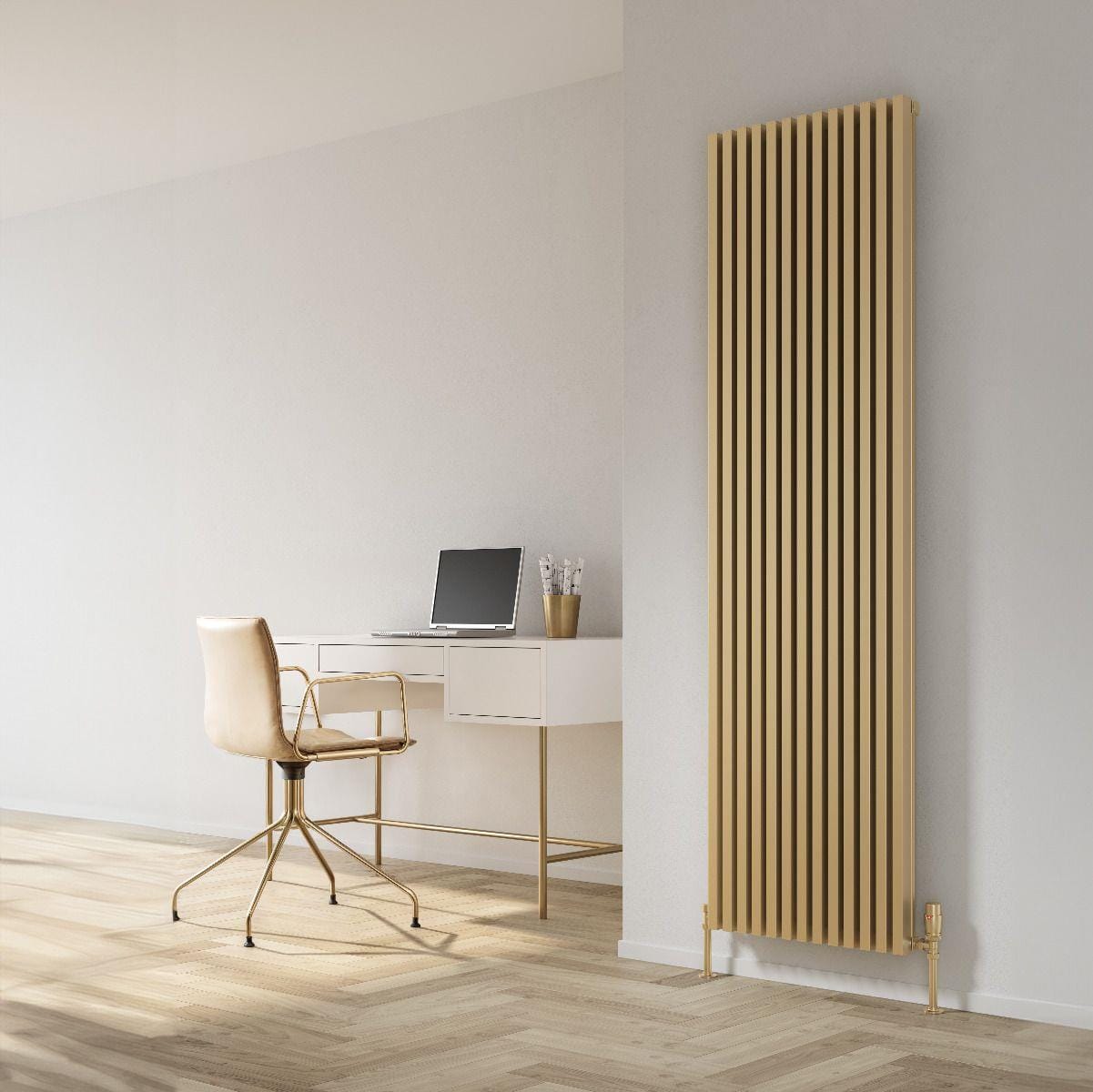 Reina Panel Radiator 1800 x 510mm / Brass Reina Albano Central Heating Vertical Radiator