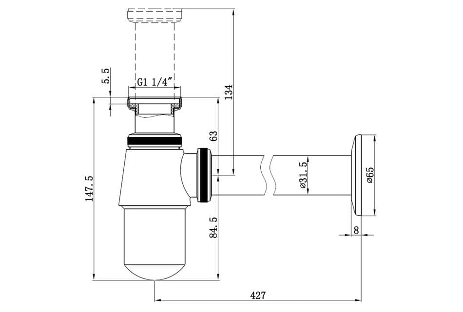 Aquarius Bottle Trap Aquarius Zanelli Basin Bottle Trap in Brushed Bronze