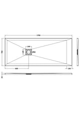 UK Bathroom Store Rectangle Shower Tray 1700x700mm Aquarius Urbano Slimline 33mm Slate Effect Rectangular Stone Resin Shower Tray in White Slate