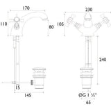 Heritage Mono Basin Tap Heritage Dawlish Mono Basin Mixer Tap with Pop-Up Waste in Vintage Gold