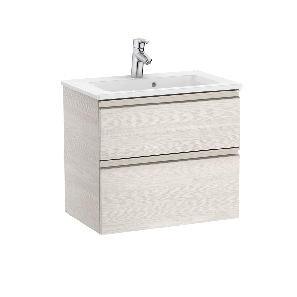 Roca Wall Mounted Vanity Unit Nordic Ash Roca The Gap Compact Wall Mounted 600mm Two Drawer Vanity Unit with Basin