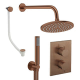 UK Bathroom Store Concealed Shower Set Brushed Bronze / Wall Arm / 200mm Crosswater Crossbox Shower Set 9 - 3 Outlet with Fixed Overhead Shower,Pencil Handset and Overflow Bath Filler Waste