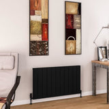 Eastbrook Panel Radiator 600 x 1040 / Central Heating Eastbrook Charlton Horizontal Aluminium Designer Radiator in Matt Black