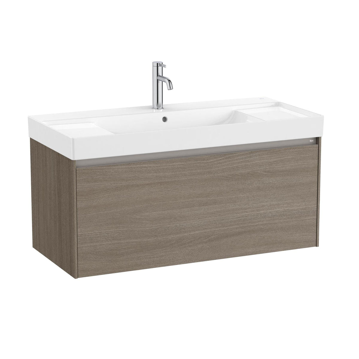 Roca Wall Mounted Vanity Unit Dark Elm Roca Ona 1000mm Wall Mounted One Drawer Vanity Unit with Basin