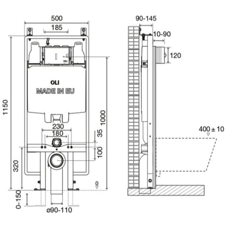 JTP Wall Hung WC Frame JTP Oli Wall Mounted 1200mm Slim Frame and Cistern