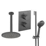 UK Bathroom Store Concealed Shower Set Slate / Ceiling Arm / 200mm Crosswater Crossbox Shower Set 4 - 2 Outlet with Riser Rail Kit and Fixed Overhead Showerhead