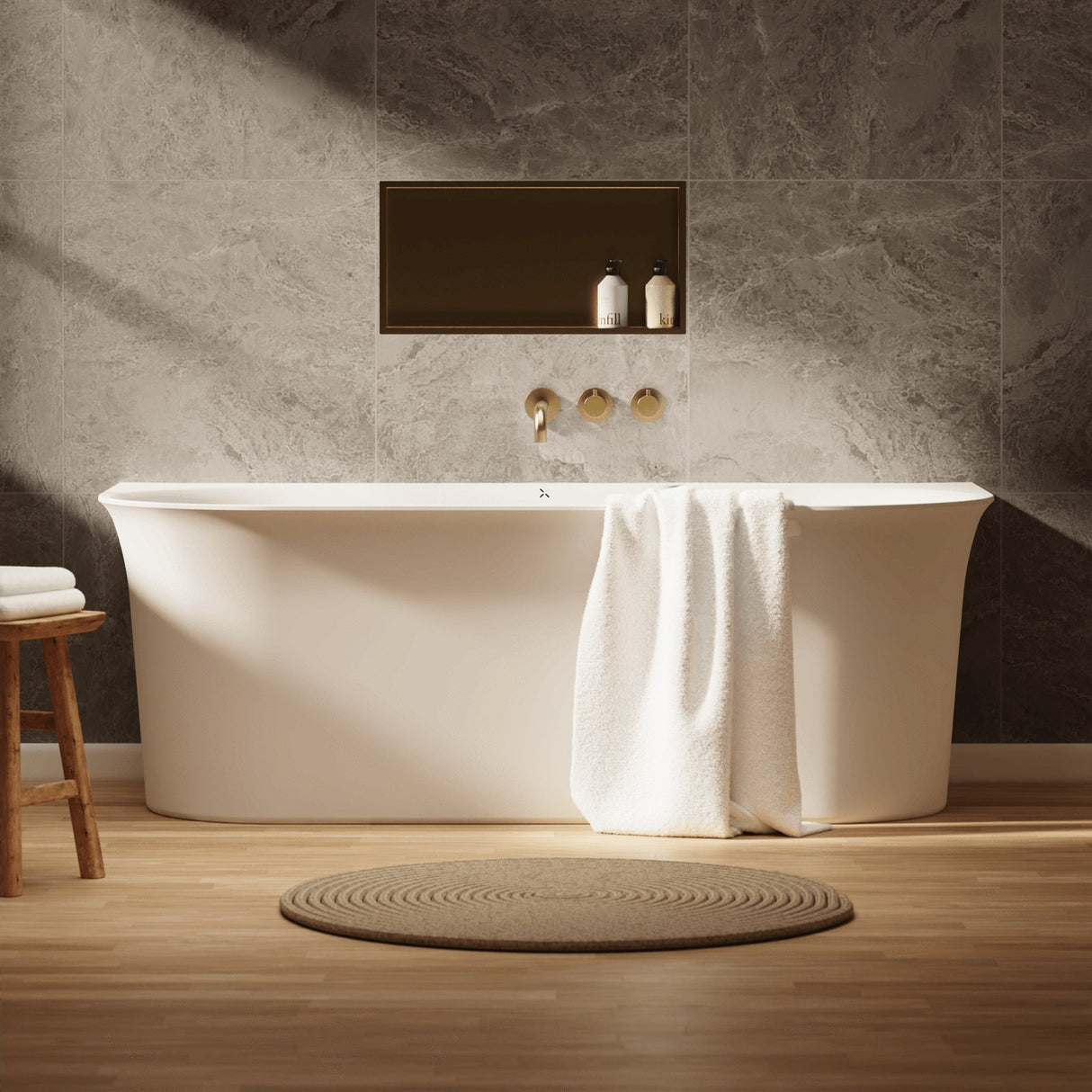 Crosswater Back To Wall Freestanding Bath Matt White / 1700 x 800mm Crosswater Cursa Back to Wall Freestanding Bath