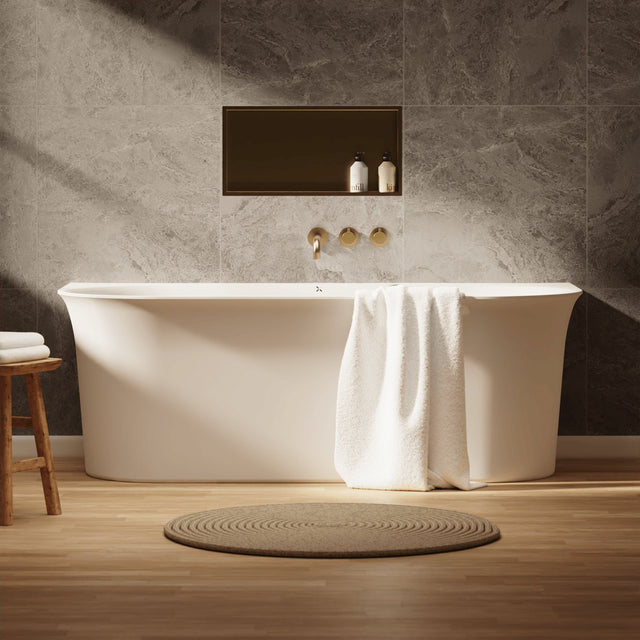 Crosswater Back To Wall Freestanding Bath Matt White / 1700 x 800mm Crosswater Cursa Back to Wall Freestanding Bath